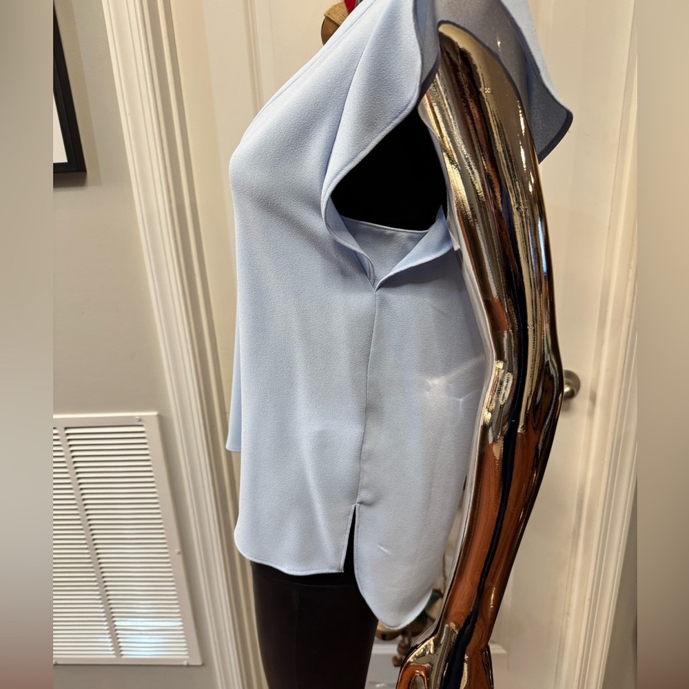 Zara Light Blue V-Neck Flutter Sleeve Blouse S - Picture 3 of 5